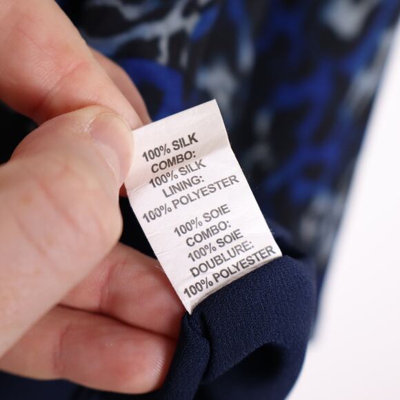 RAMY BROOK Allymay Sleeveless Silk Top Leopard Animal Print Navy Blue Women's L - Picture 15 of 15